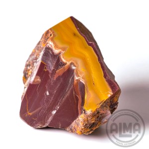 Jaspe Mokaita en bruto con logo